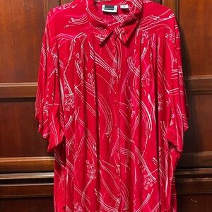 Maggie Barnes vintage plus size 6X Red pink Button-Up Blouse with Abstract Print